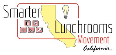 Smarter Lunchrooms Movement California. The State of California, various icons and a lightbulb are in the background.